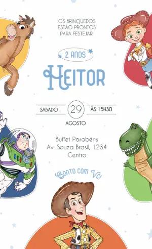 Convite de Aniversário Toy Story Aquarela Editável