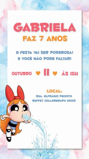 Convite de Aniversário Meninas Super Poderosas para Editar Online
