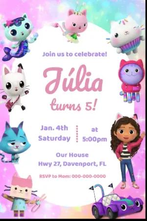 Gabby's Dollhouse Birthday Invitation | Editable Digital Template