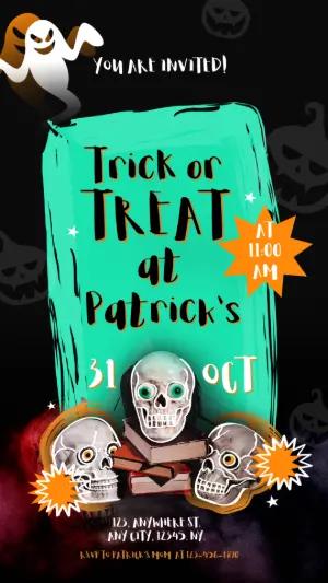 Spooky Halloween Trick or Treat Invitation to Edit Online
