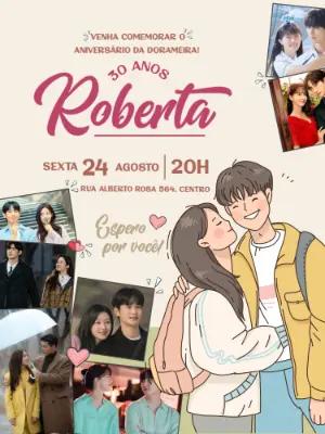 Convite de Aniversário Dorama Estilo Coreano Editável Online