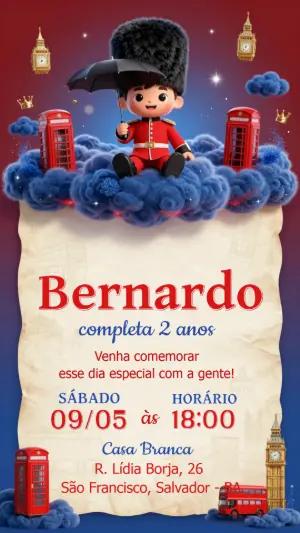 Convite de Aniversário Londres com Guarda Real para Editar