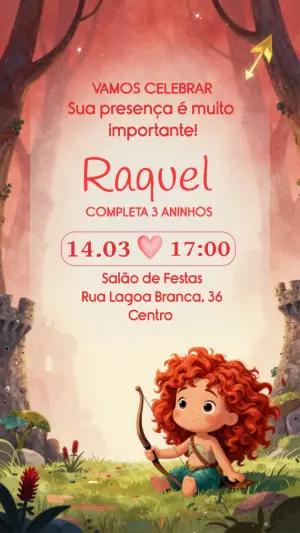 Convite Aniversário Princesa Arqueira Valente Editável