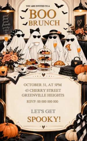 Editable Boo Brunch Halloween Birthday Invitation