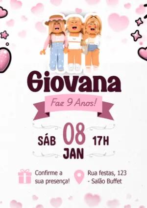 Convite de Aniversário Roblox Menina para Editar Online