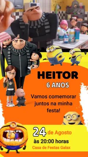 Convite Animado Aniversário Meu Malvado Favorito para Editar