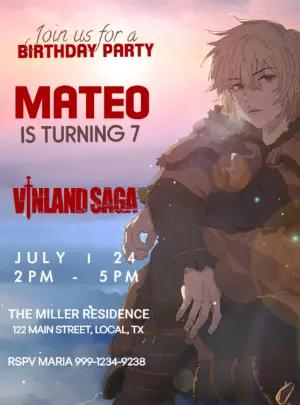 Editable Vinland Saga Birthday Invitation Template