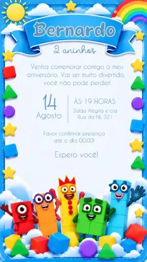 Convite de Aniversário Numberblocks Editável Online
