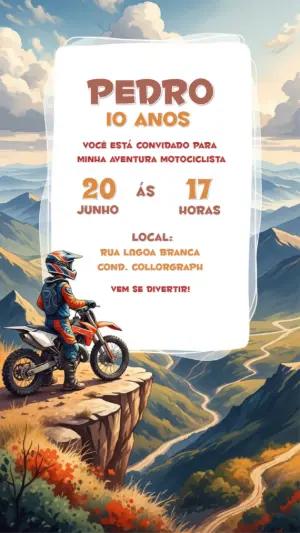 Convite de Aniversário Motocross Editável Online para Imprimir