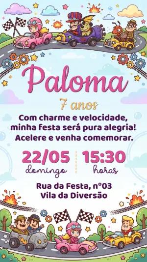 Convite Aniversário Corrida Maluca Infantil para Editar