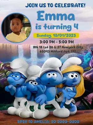 Colorful Smurfs Birthday Invitation | Editable Digital Template