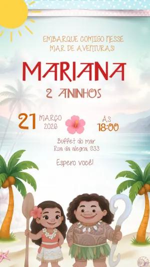 Convite de Aniversário Moana Baby Fofo para Editar