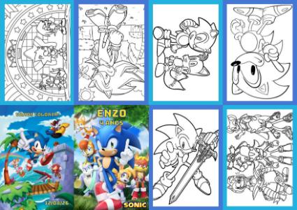 Livrinho de Colorir Sonic para Aniversário - Arte Editável
