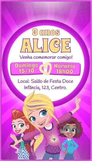 Convite de Aniversário Polly Pocket Rosa e Roxo para Editar