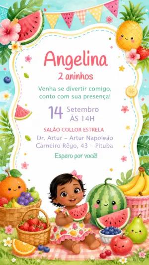 Convite de Aniversário Moana Quitandinha e Frutas