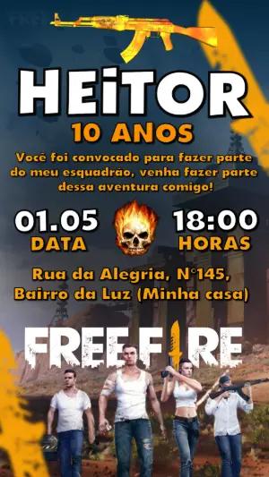 Convite de Aniversário Free Fire Ação para Editar Online