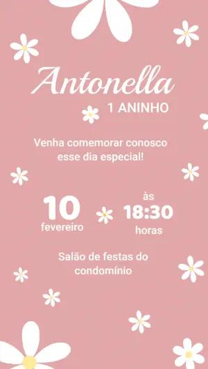 Convite Animado Aniversário Infantil Margaridas para Editar