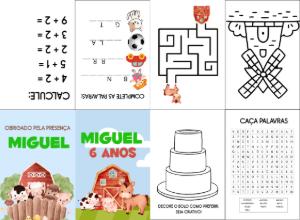 Lembrancinha Fazendinha: Mini Livro de Atividades para Editar