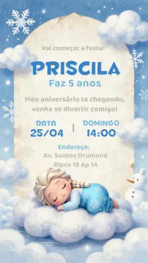 Convite de Aniversário Frozen Fofo Editável