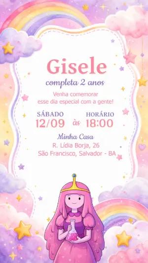 Convite de Aniversário Princesa Jujuba Modelo Editável