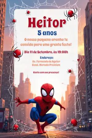 Convite Aniversário Homem Aranha para Editar Online