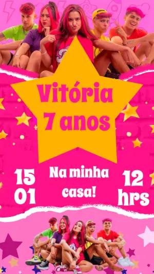 Convite de Aniversário Emily Vick Dos Rosa e Amarelo Editável