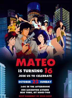 City Hunter Birthday Invitation | Editable Retro Template