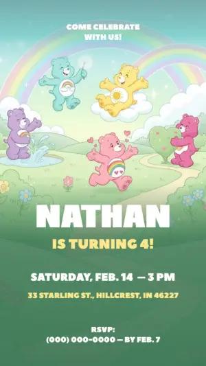 Editable Care Bears Birthday Invitation Template