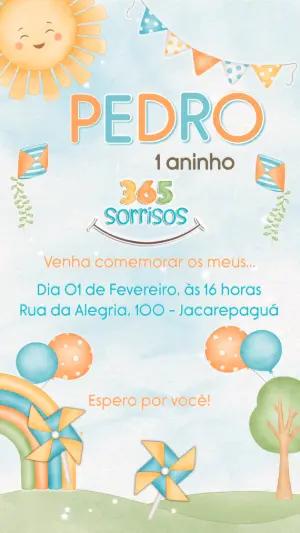 Vídeo Convite de Aniversário 365 Voltas no Sol para Editar