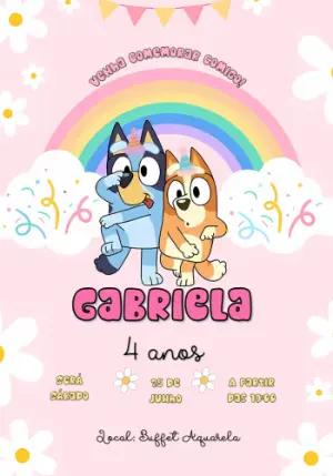 Convite de Aniversário Bluey e Bingo para Editar Online