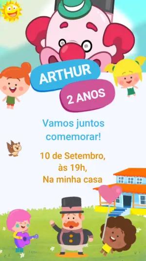 Convite Animado Aniversário Mundo Bita para Editar Online