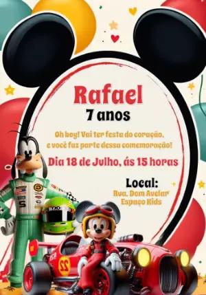Convite Aniversário Mickey Corrida para Editar Online