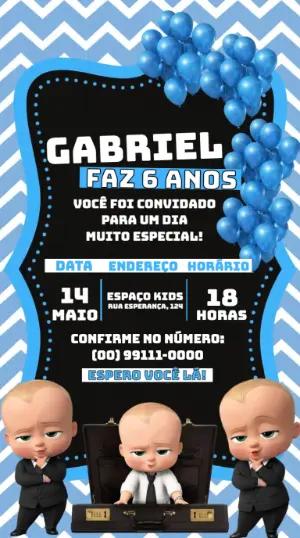 Convite de Aniversário Poderoso Chefinho Azul Editável