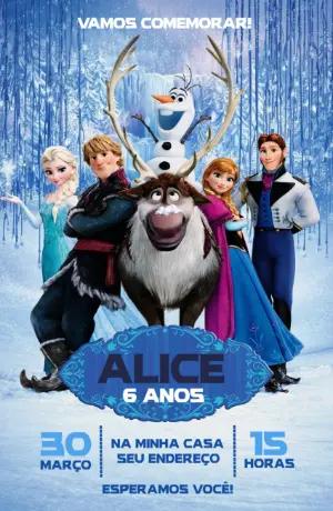 Convite Digital Aniversário Infantil Tema Frozen para Editar