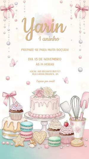 Convite Aniversário Confeitaria Editável Online