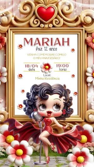 Convite de Aniversário Betty Boop Editável Online para Imprimir