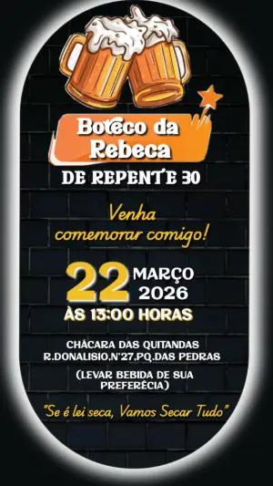 Convite de Aniversário Tema Boteco 30 Anos Editável