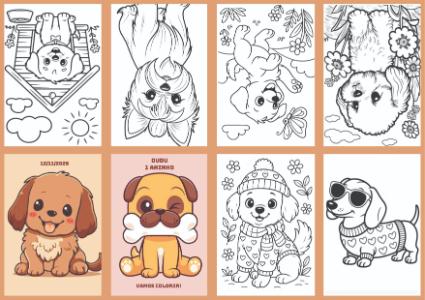 Livrinho de Colorir Cachorrinhos Fofos Editável para Imprimir