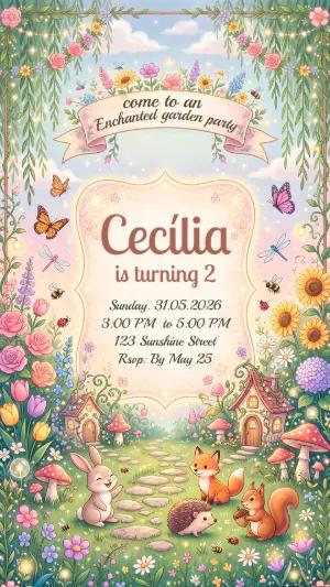 Enchanted Garden Birthday Invitation | Editable Digital Template