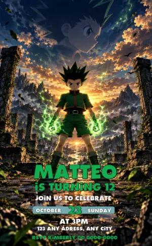 Editable Hunter x Hunter Birthday Invitation