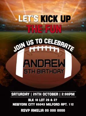 American Football Birthday Invitation to Edit Online