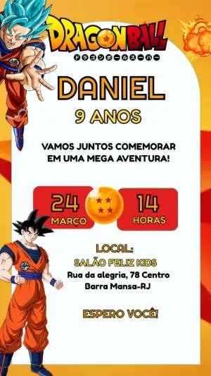 Convite de Aniversário Dragon Ball Super Editável para Menino
