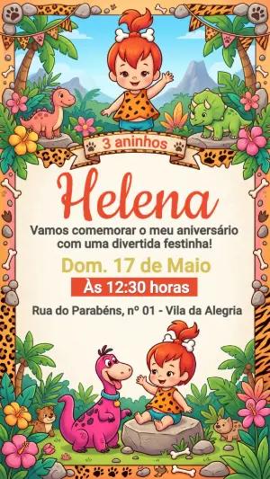 Convite de Aniversário Pedrita Flingstones Modelo Editável