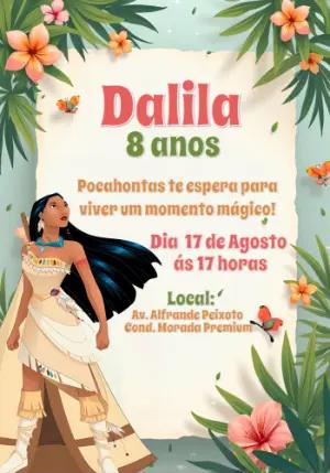 Convite de Aniversário Pocahontas para Editar Online