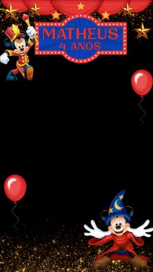Moldura para Stories Mickey Circo e Mágico para Editar
