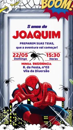 Convite de Aniversário Homem-Aranha Estilo Quadrinhos Editável