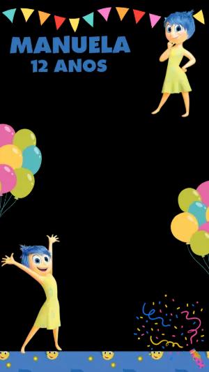 Moldura para Foto de Aniversário Divertida Mente Editável