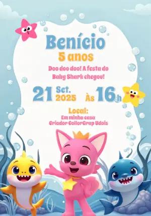 Convite Aniversário Baby Shark para Editar Online