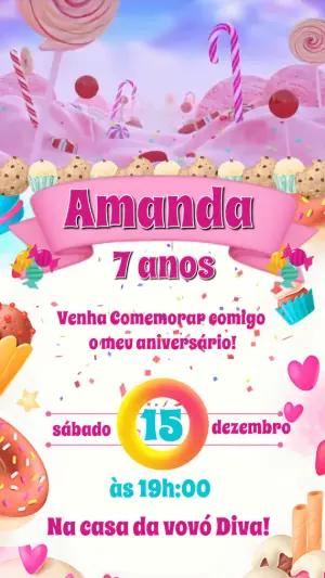 Convite Animado Aniversário Confeitaria para Editar Online