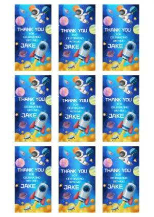 Space Party Thank You Tag - Editable Astronaut Template
